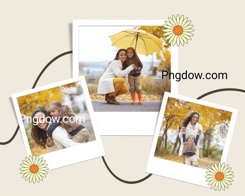 White Beige and Yellow Mother and Daughter Family Outdoors Collage for Free
