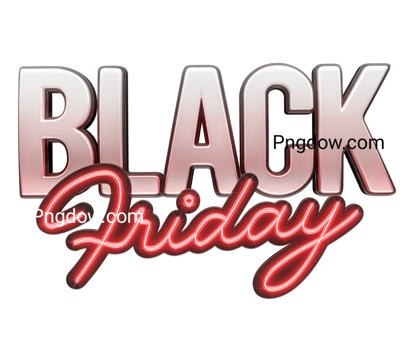 Black Friday label in red and black neon in 3d render