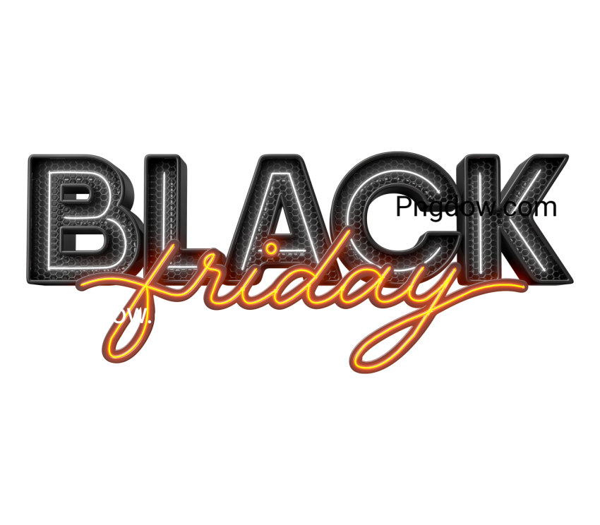 Black Friday label in orange and black neon in 3d render