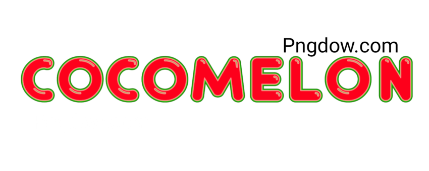 A red and green cocomelon text on a transparent background, in PNG format