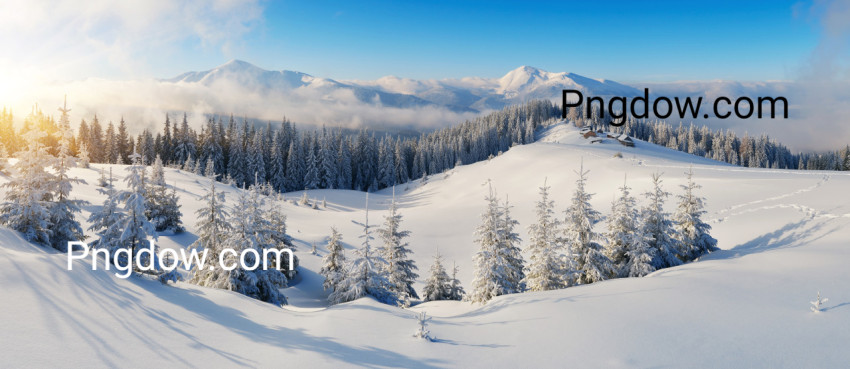 Panorama of winter mountains for free Download