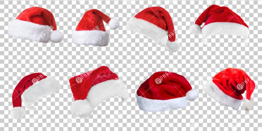 Realistic set of red santa hats | New Year red hat | stock vector