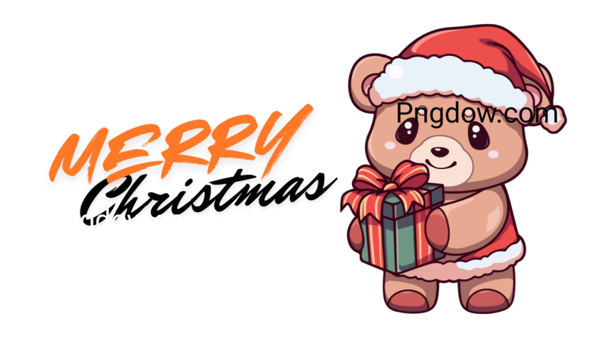 Merry Christmas text teddy bear Svg