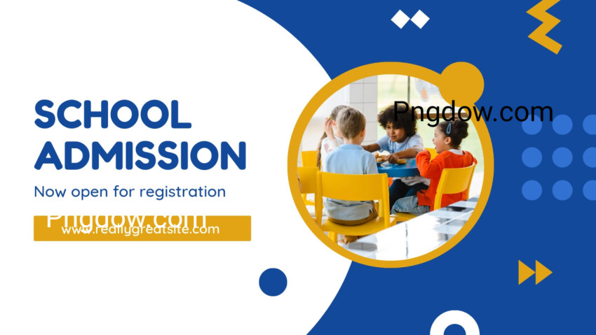 White and Blue Playful School Admission Facebook Cover for Free