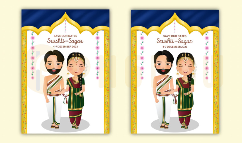 Premium Vector | Indian wedding invitation card template