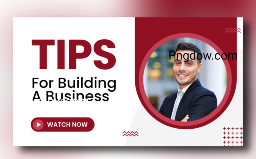 Free PSD | White and Red Modern Business Tips Youtube Thumbnail
