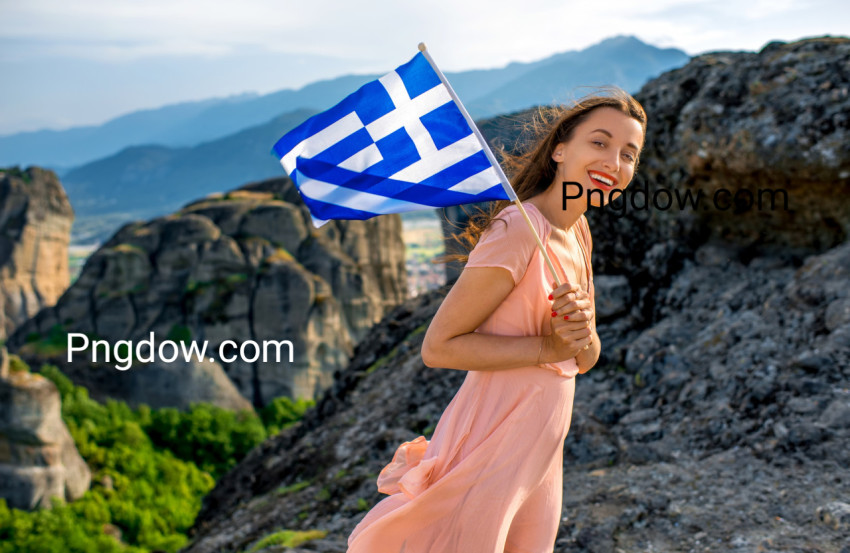 Free Image | Attractive Woman with Greek Flag