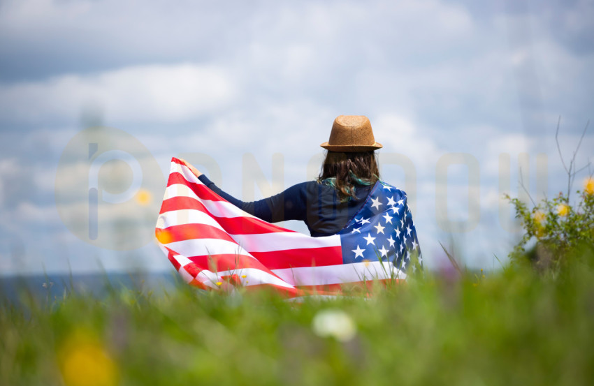 Free Image | Attractive Woman with USA flag