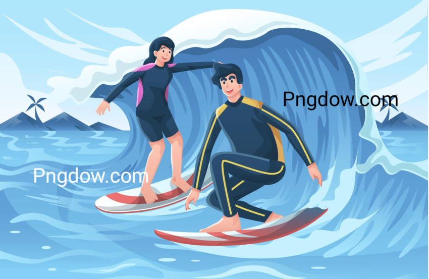 People Surfing vector image For Free Download