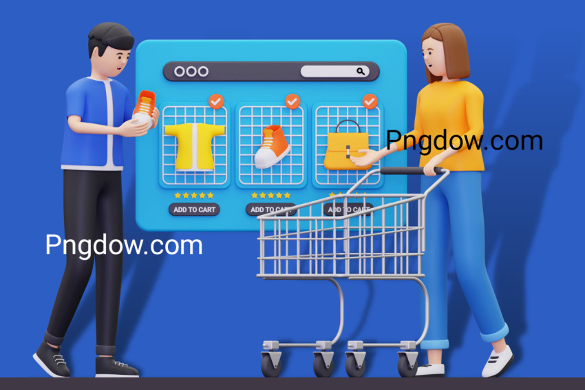 3d People doing online shopping illustration
