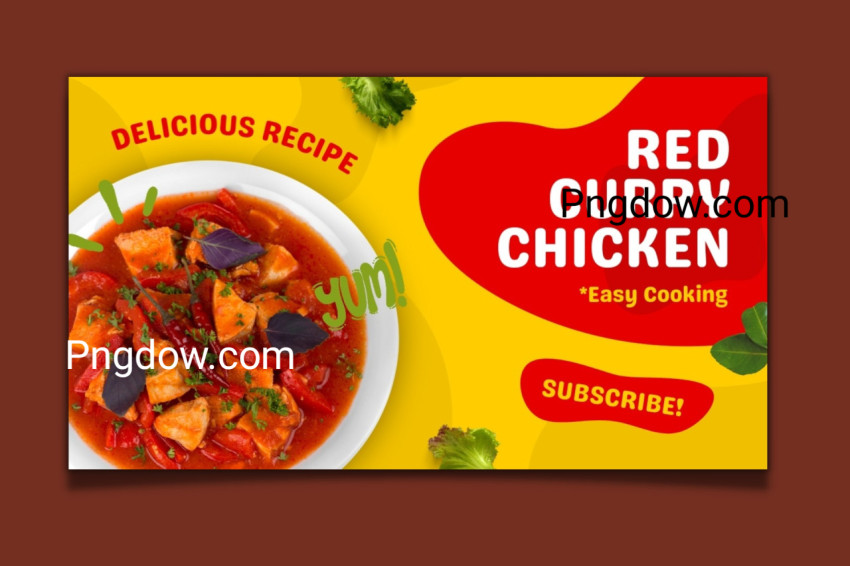 Yellow Red Green Modern Red Curry Chicken PSD Youtube Thumbnail For free