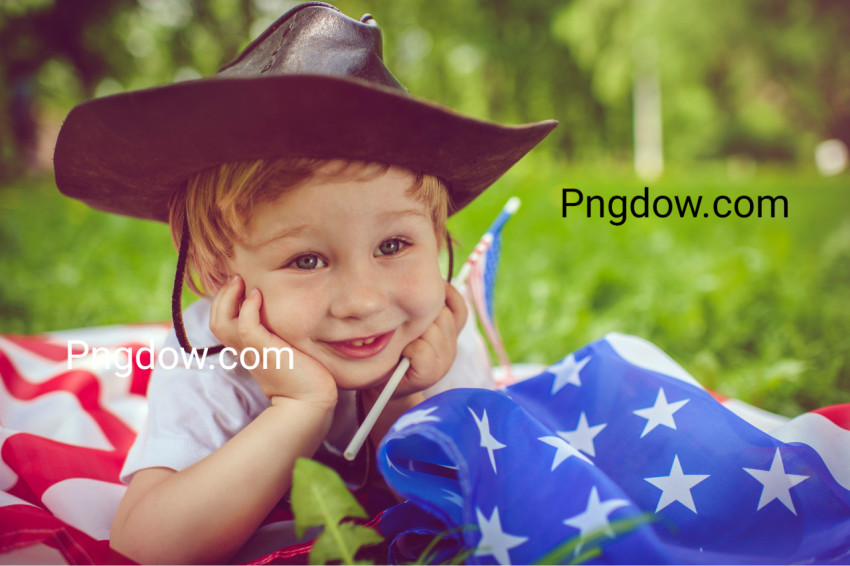 Little boy celebrating USA Independence day Background