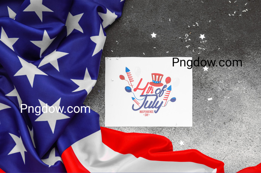 Greeting Card for Independence Day, USA Flag on Black and White Background