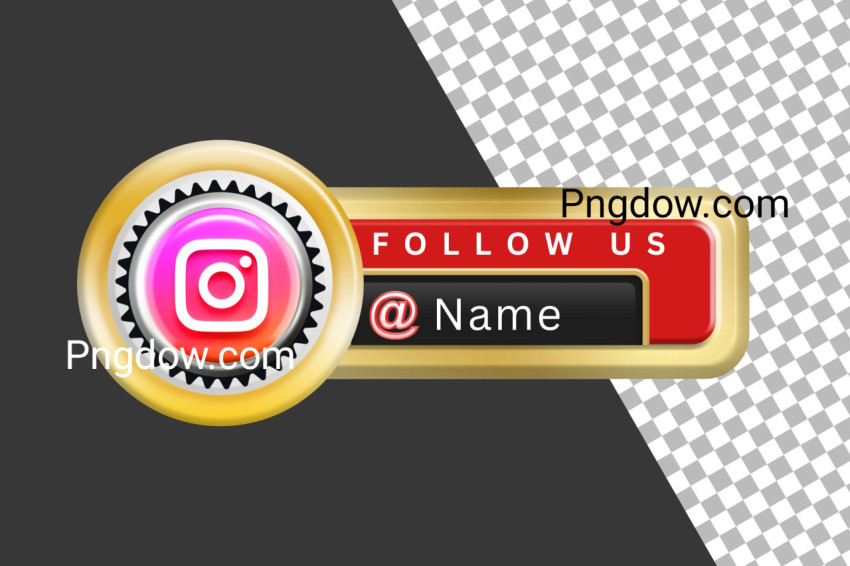 Premium PSD | Banner iconinstagram follow me label 3d renderTransparent Background