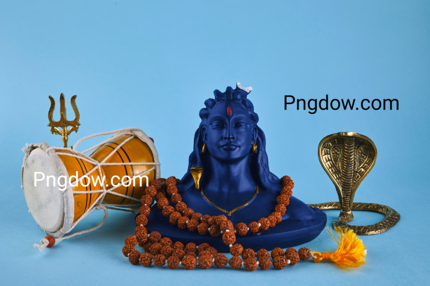 Shivaratri Background with Shivas Trident, Pellet Drum Damroo Musical Instrument Ans Snake   Maha Shivratri Festval for Free Download