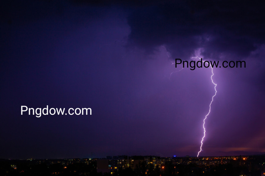 Lightning Strikes Storm over City