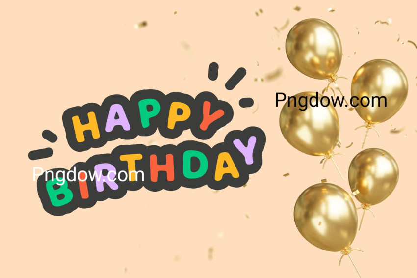 Free Vector, Birthday background with realistic golden balloons and  golden confetti