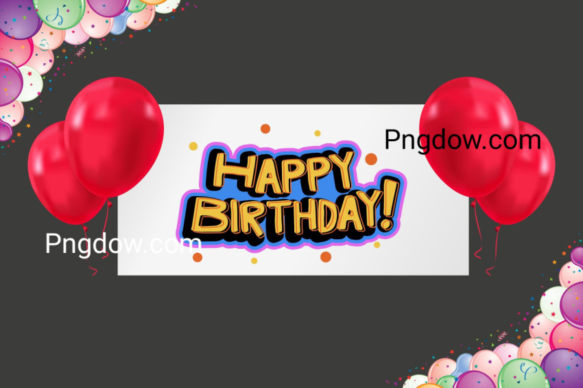 Download Happy Birthday congratulations banner design with Confetti and balloons for Party Holiday Background, Vector Illustration for free