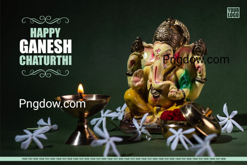 Happy Ganesh Chaturthi Greeting Card design with lord ganesha idol, (16)