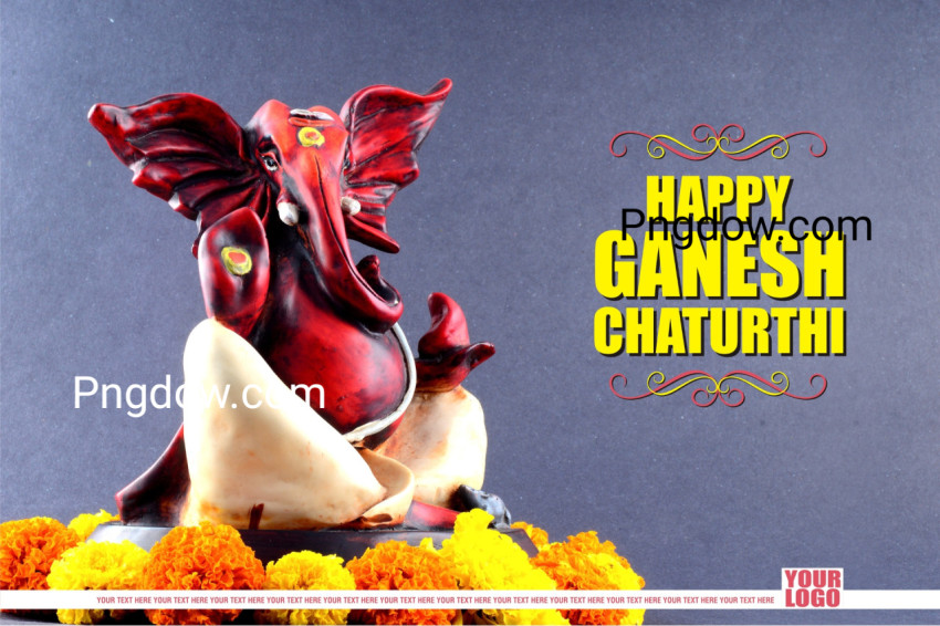 Happy Ganesh Chaturthi Greeting Card design with lord ganesha idol, (14)