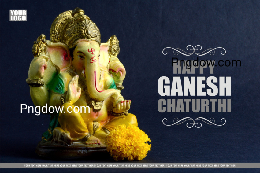Happy Ganesh Chaturthi Greeting Card design with lord ganesha idol, (1)