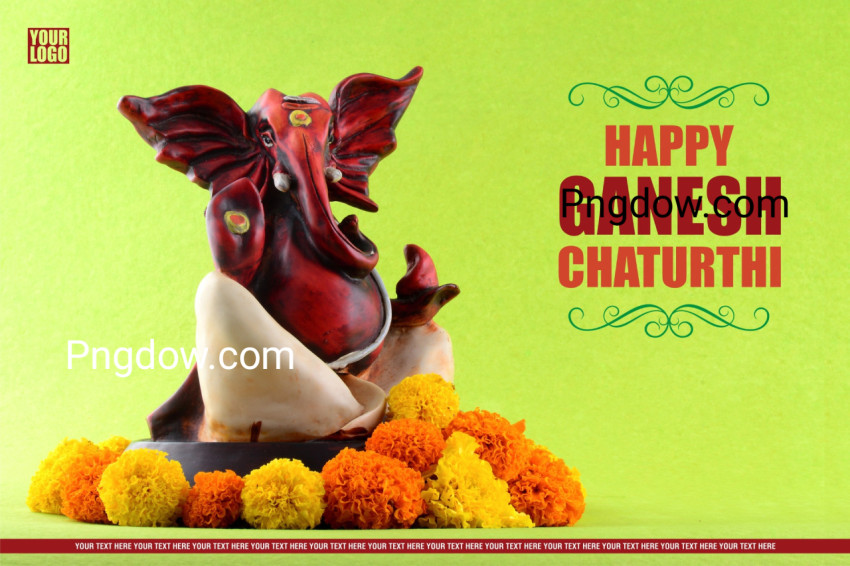 Happy Ganesh Chaturthi Greeting Card design with lord ganesha idol, (5)