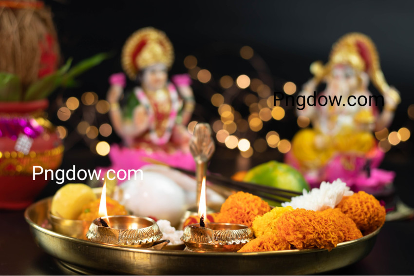 Illuminated Metal Brass Lamp Called Diya Deep Or Dia Glowing With Bokeh  Theme For Diwali, Navratri, Dussehra Puja, New Year, Deepawali, Karva Chauth, Teej, Ganesh Chaturthi Or Shubh Deepavali Pooja free