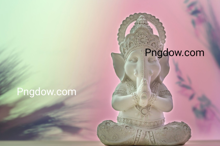 Sculpture of Lord Ganesha on a gradient background with shadows and copy space  Holiday of Ganesh Chaturthi  Ganesh festival  Hindu religion holidays  Front view