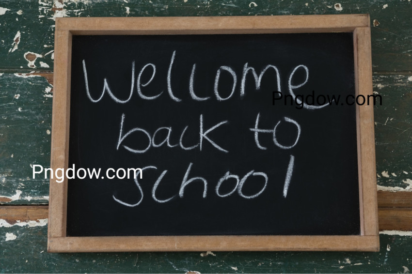 Welcome back to school text written on chalkboard
