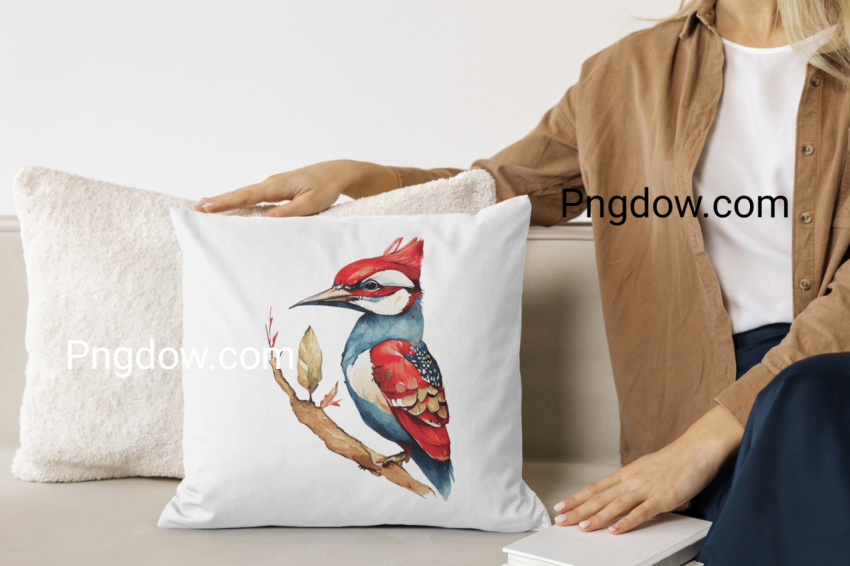 Woodpecker Throw Pillow, digital design