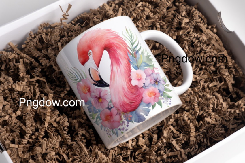 Watercolor Flamingo with Flower Crown Adorable Coffee Mug, design