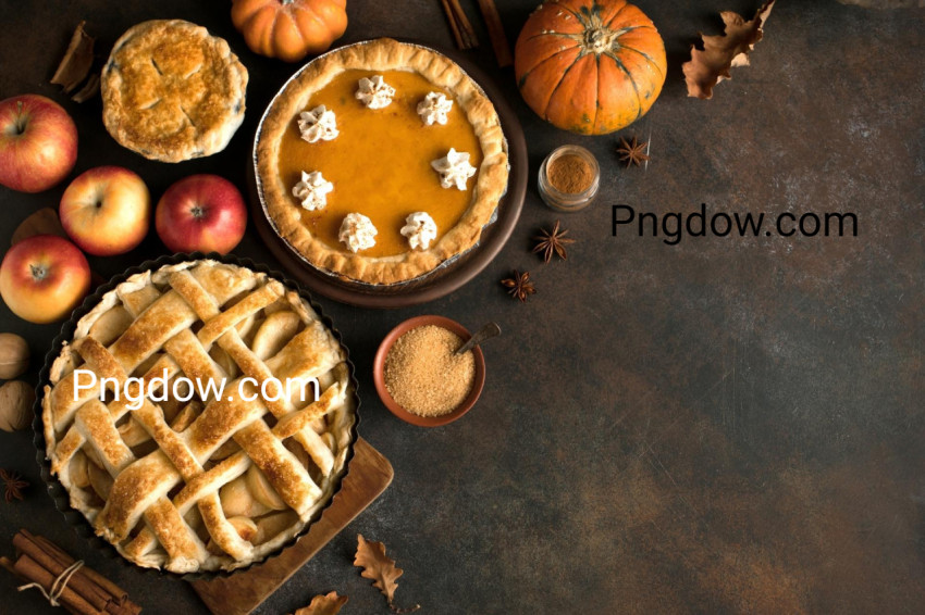 Thanksgiving pumpkin and apple various pies