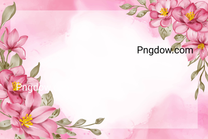Beauty Flower Pink Watercolor Frame Background free