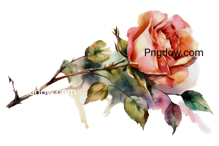 Rose botanical watercolor isolated, image free