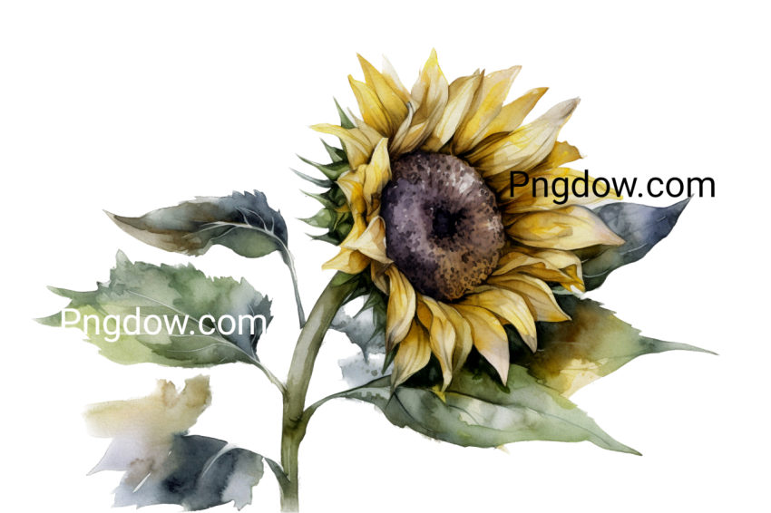 Sunflower watercolor isolated image free download