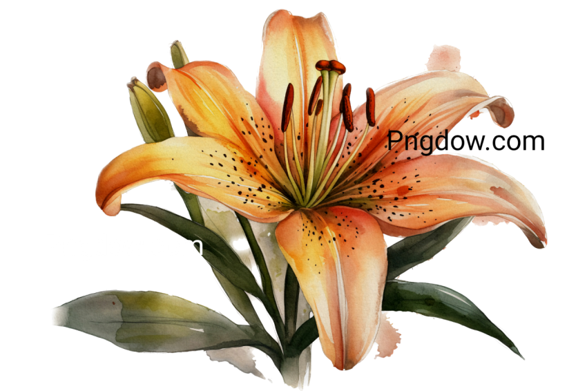 Lily botanical watercolor isolated image