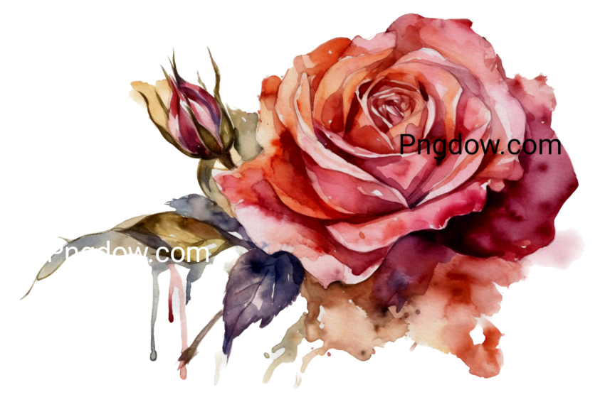 Rose botanical watercolor isolated image for free