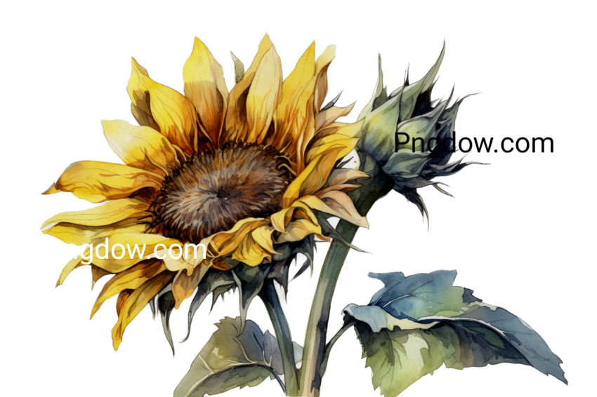 Sunflower watercolor isolated image