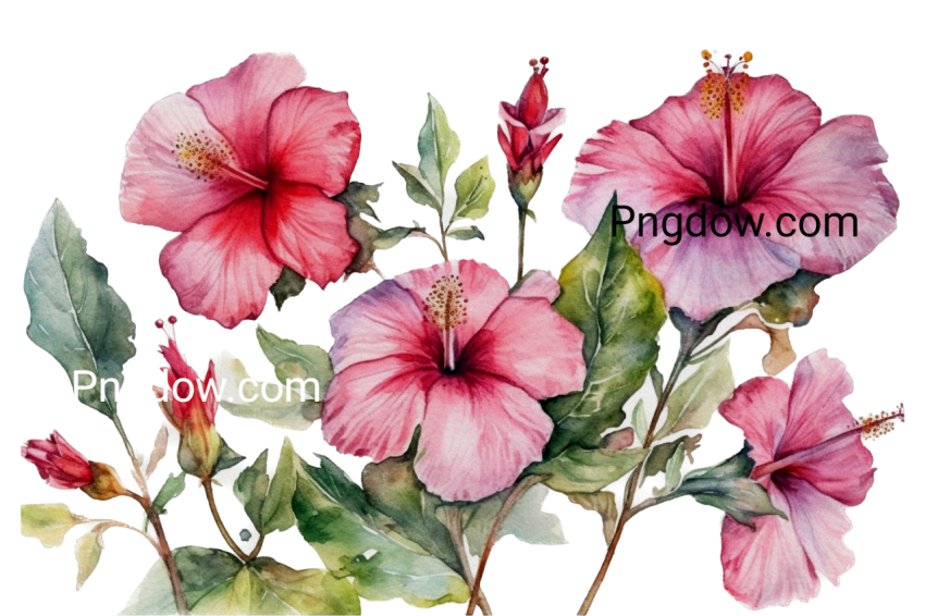 Hibiscus rosa sinensis watercolor isolated image free download