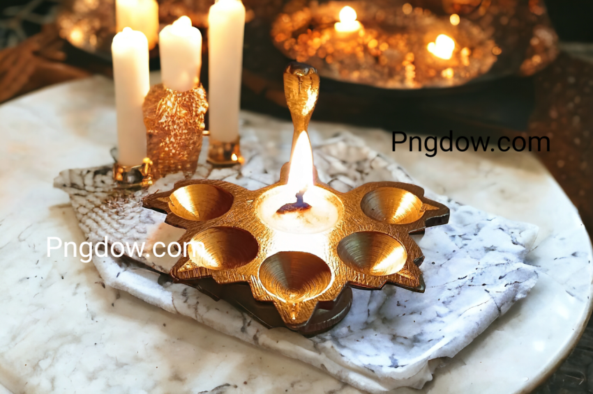 Traditional diya lamps lit during diwali celebration background images