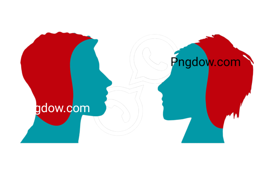 Two individuals engaged in a phone conversation, accompanied by a phone icon and the WhatsApp logo in the corner