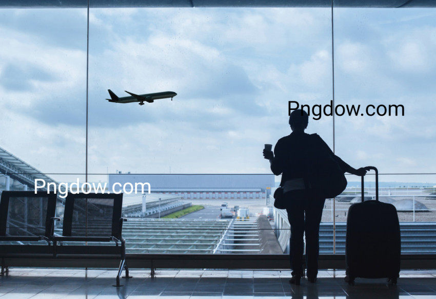 Download For Free, traveler in airport