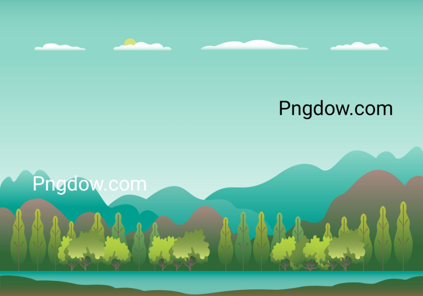 Forest and Lake Landscape ,vector image For Free