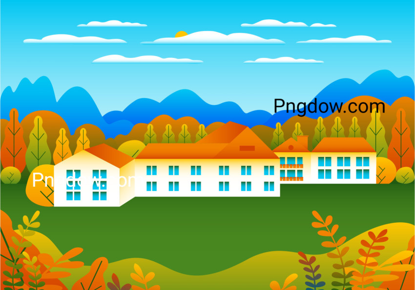 House in Rural Landscape ,vector image For Free