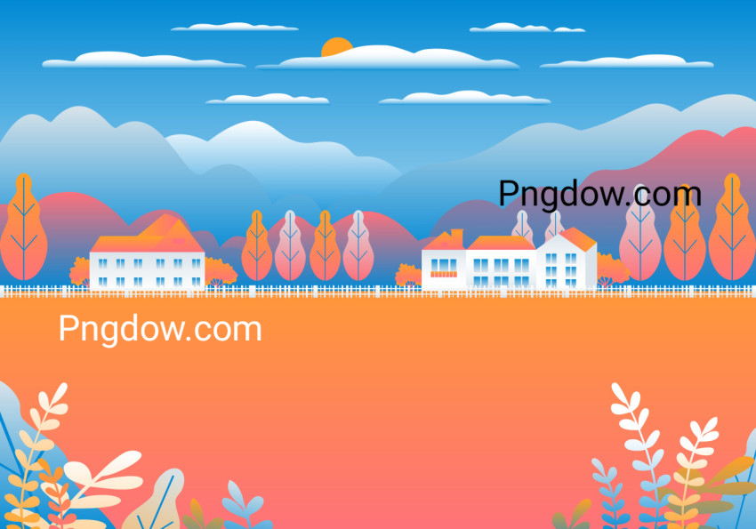 Village in Countryside Landscape ,vector image For Free Downloads