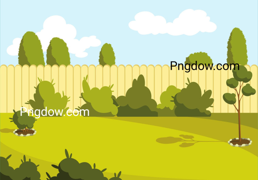 Landscape Backyard with Fences Wallpaper Design for Free