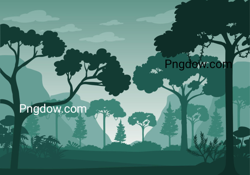 Silhouette forest landscape background ,vector image For Free