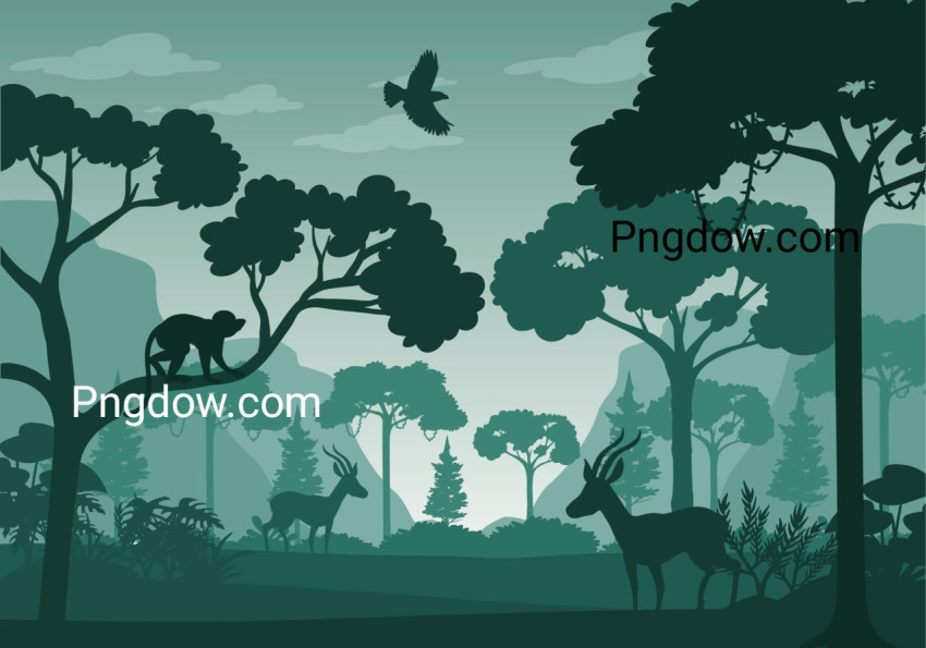 Silhouette forest landscape background ,vector image For Frees