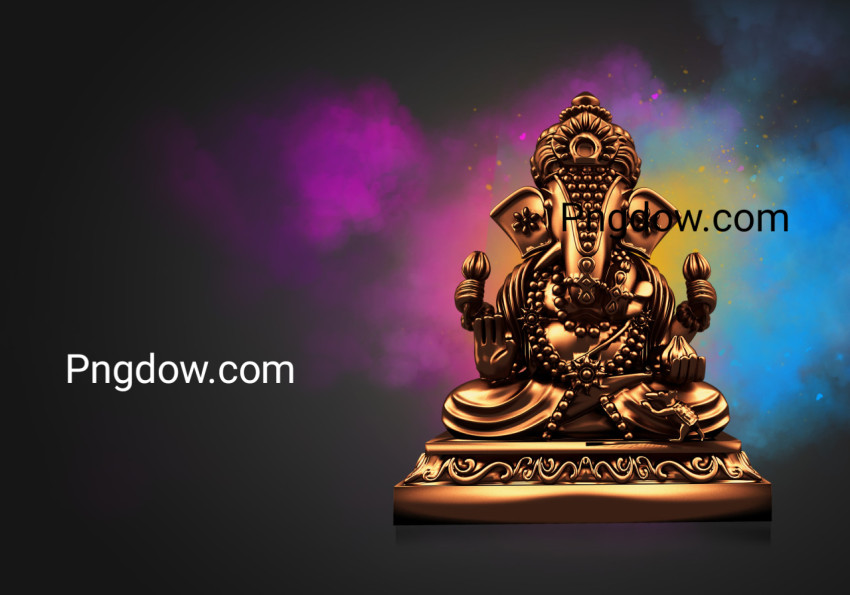 Selective focus on statue of Lord Ganesha , Ganesha Festival  Hindu religion and Indian celebration of Diwali festival concept on dark, red, yellow background