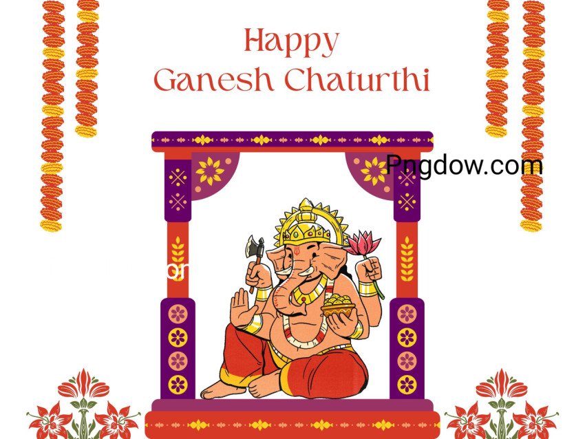 White and Red Floral Illustrative Ganesh Chaturthi Facebook Post